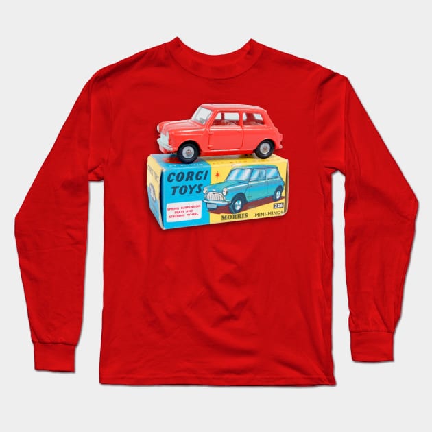 RED MORRIS MINOR TOY CAR Long Sleeve T-Shirt by Throwback Motors